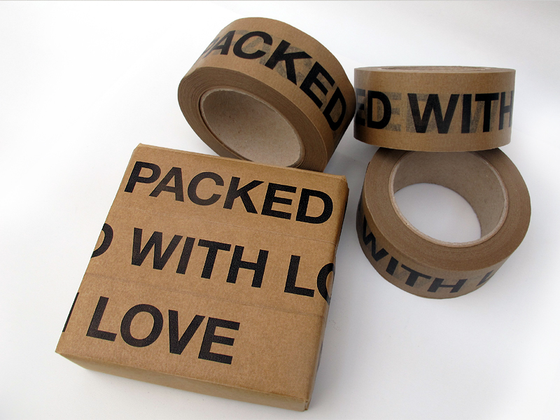 Sticky paper tape  "Packed with love"