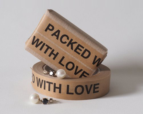 Narrow paper tape PACKED WITH LOVE